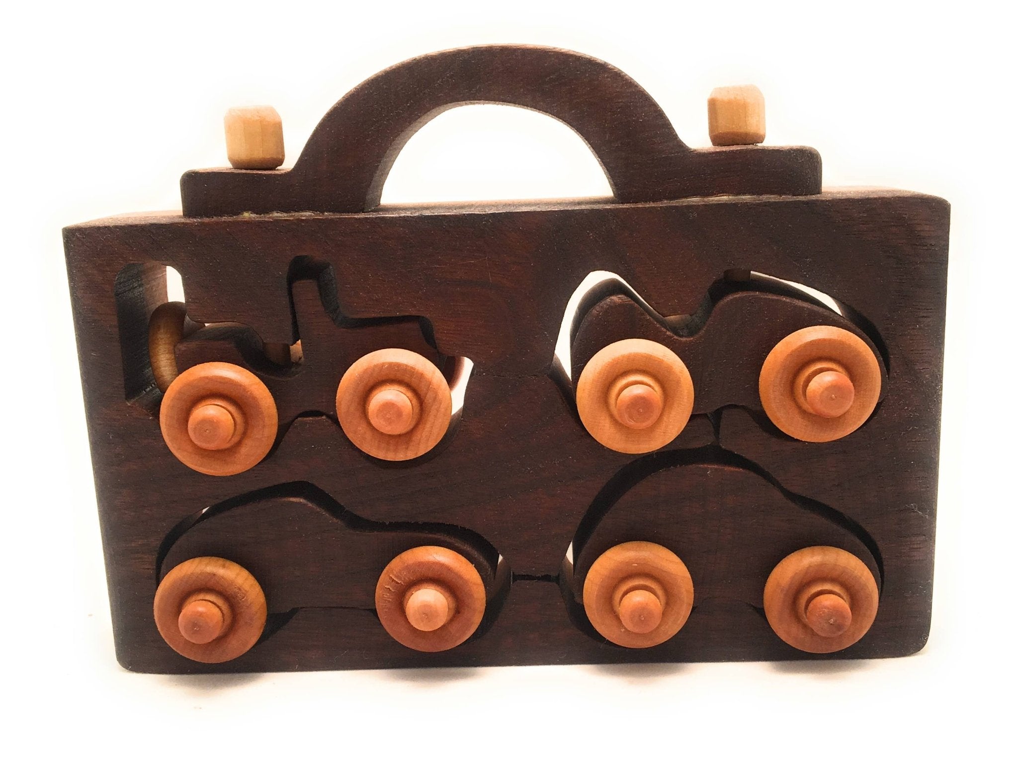 4 Pack Walnut & Light Wood Toy Cars for Kids Baldwin Toy Co.TAYLOR + MAX