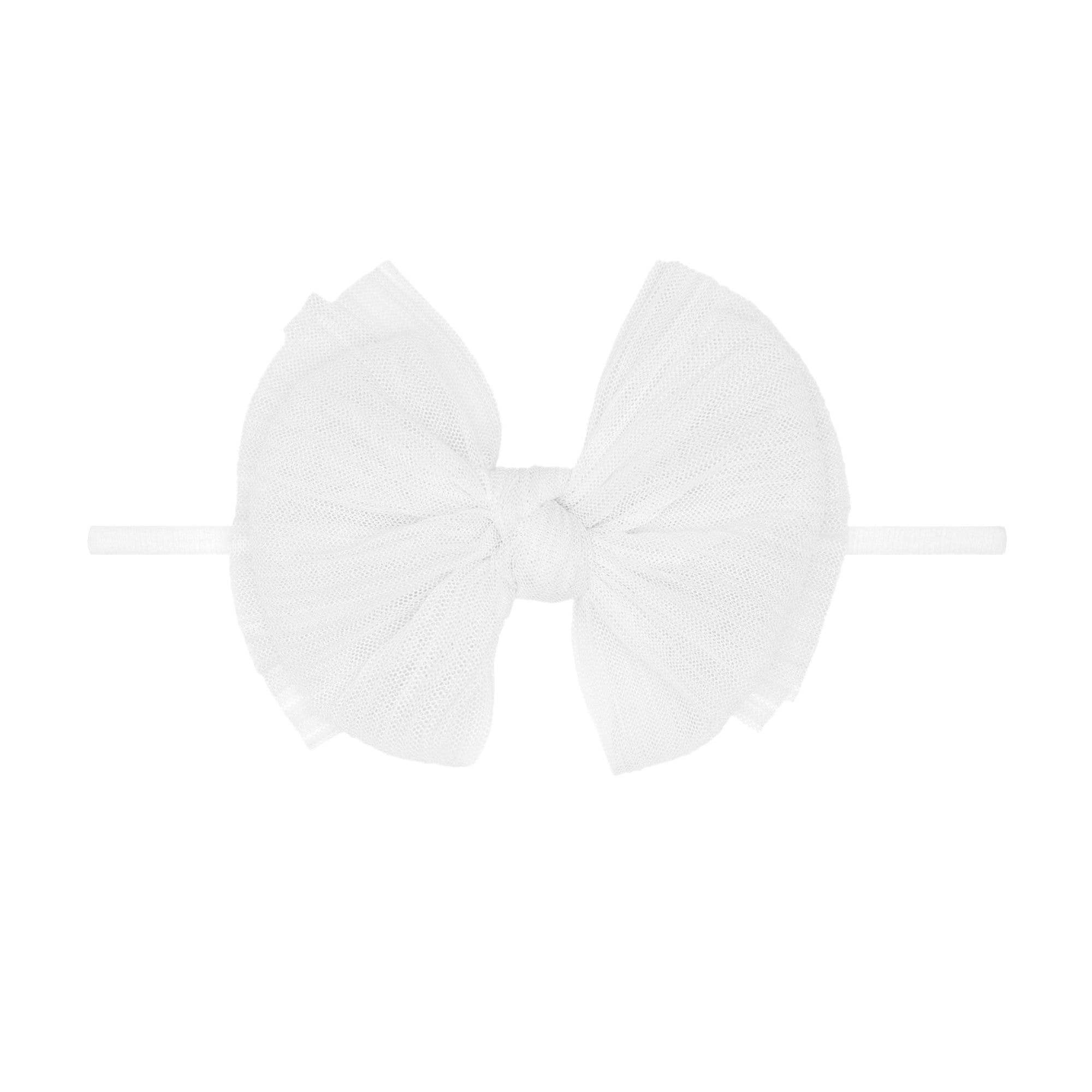 Baby Bling® Tulle FAB® Skinny nylon headband with tulle bow: Pleated Oatmeal hair bowsBaby Bling BowsTAYLOR + MAX