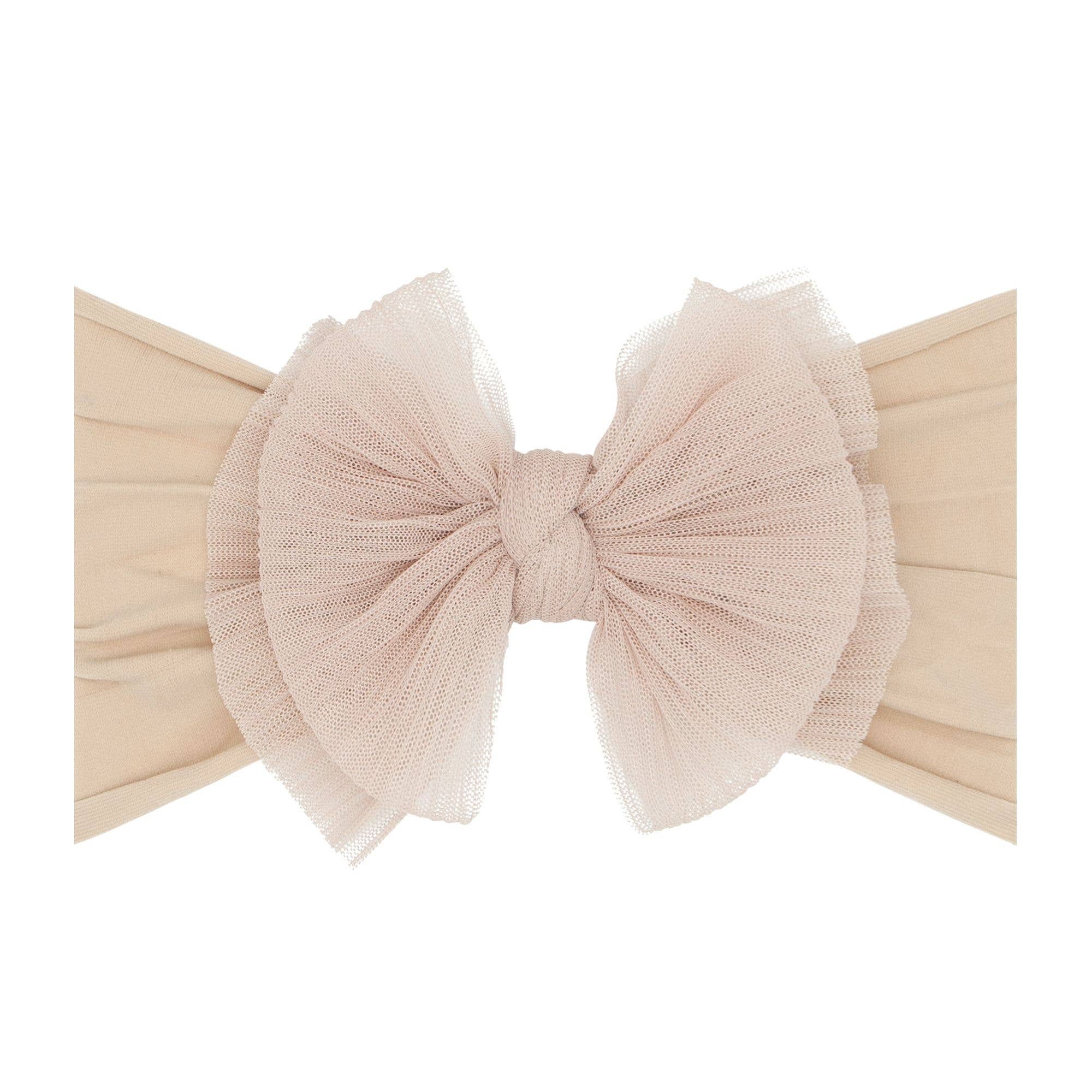 Baby Bling® Tulle FAB® soft nylon headband with tulle bow: Pleated White hair bowsBaby Bling BowsTAYLOR + MAX