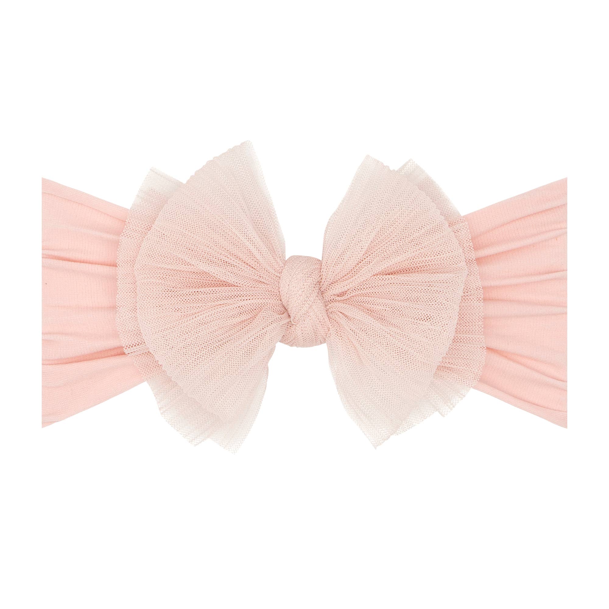 Baby Bling® Tulle FAB® soft nylon headband with tulle bow: Pleated White hair bowsBaby Bling BowsTAYLOR + MAX