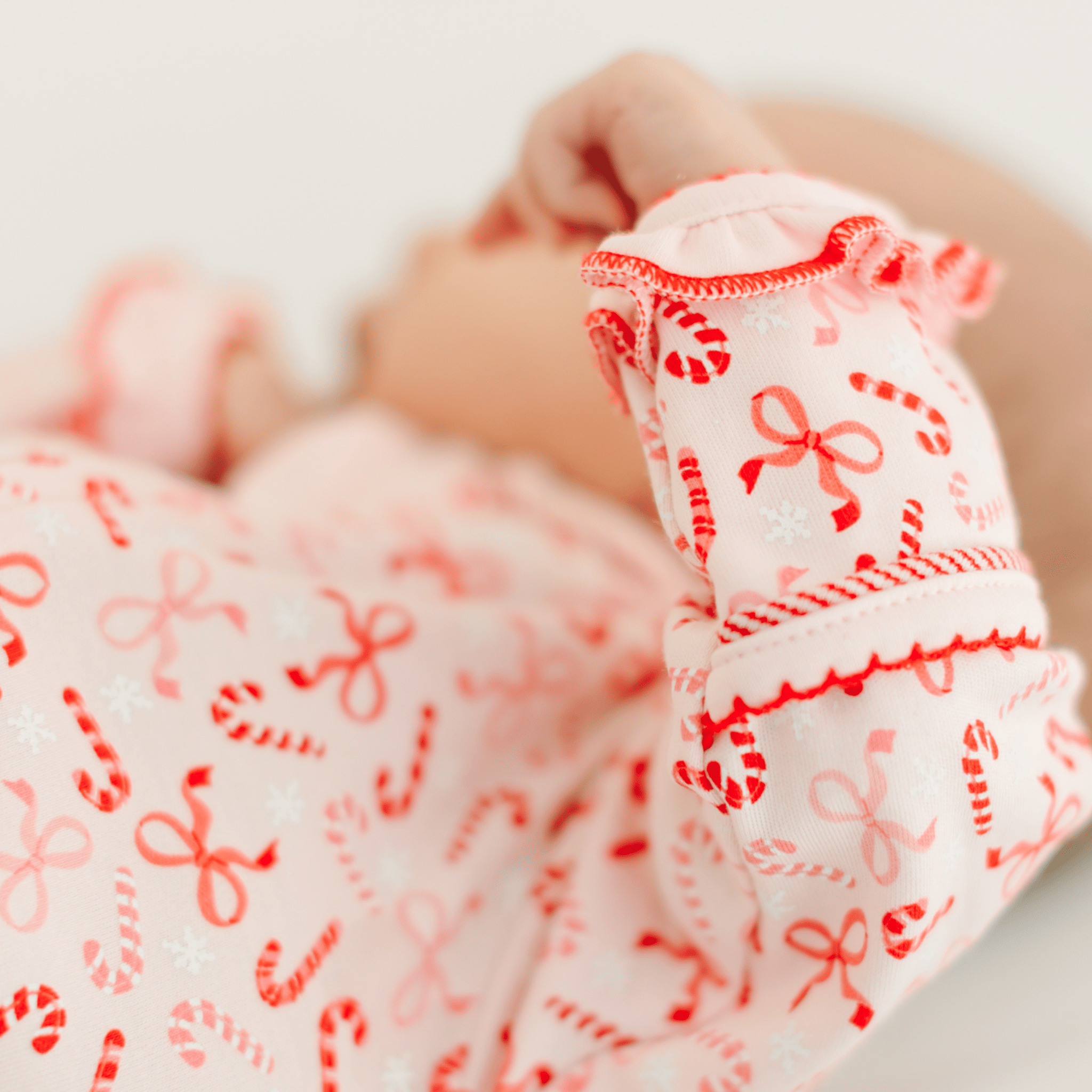 Candy Cane Lane Print Ruffle Zip Footie: 3 Months Magnolia BabyTAYLOR + MAX
