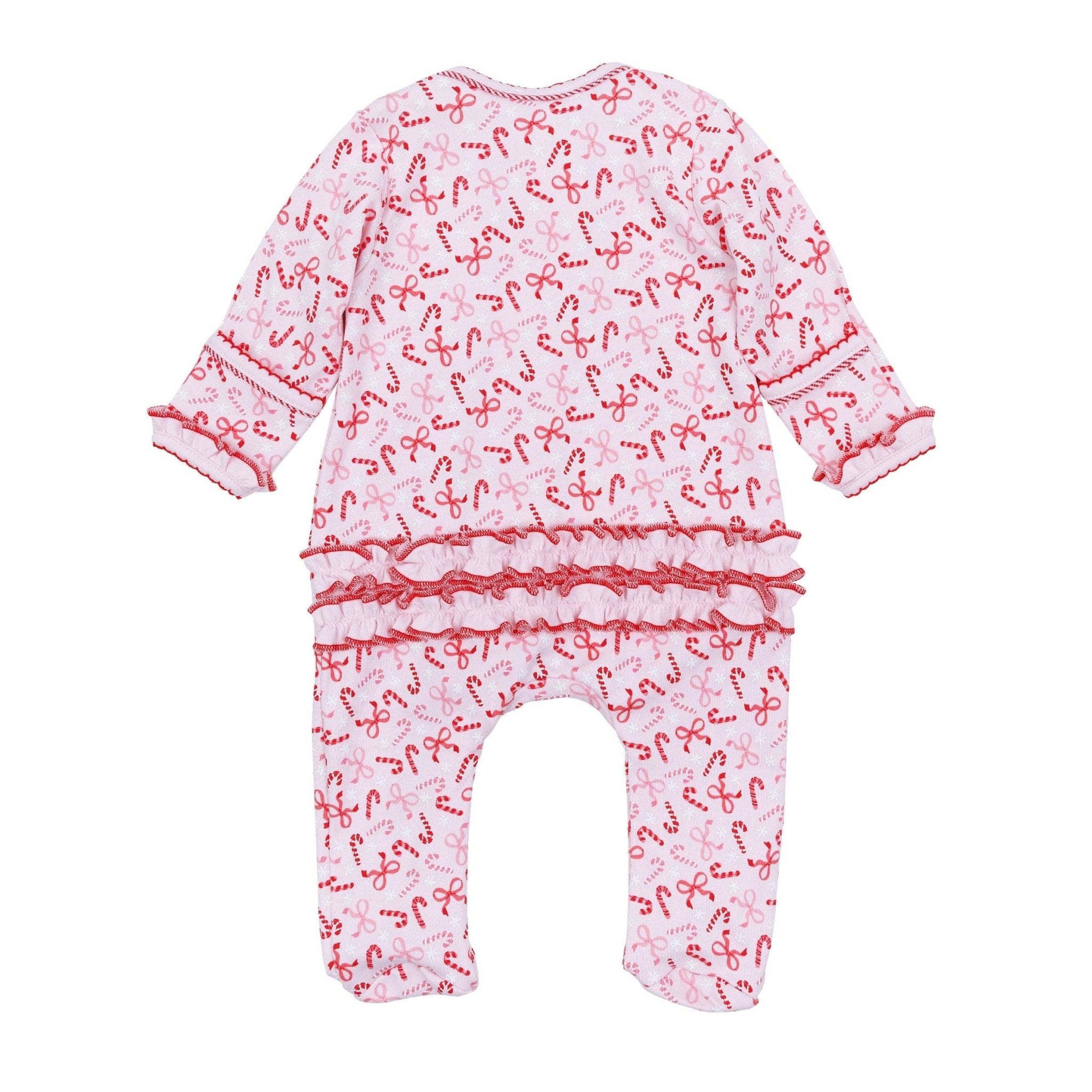 Candy Cane Lane Print Ruffle Zip Footie: 3 Months Magnolia BabyTAYLOR + MAX