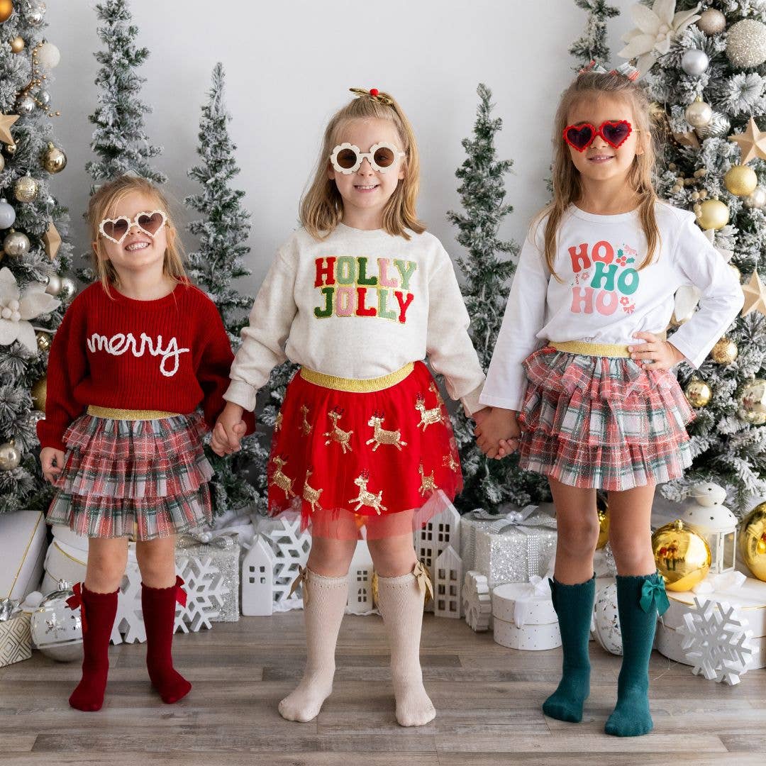 Christmas Plaid Tiered Tutu - Dress Up Skirt - Holiday Tutu: 6 - 8Y Sweet WinkTAYLOR + MAX