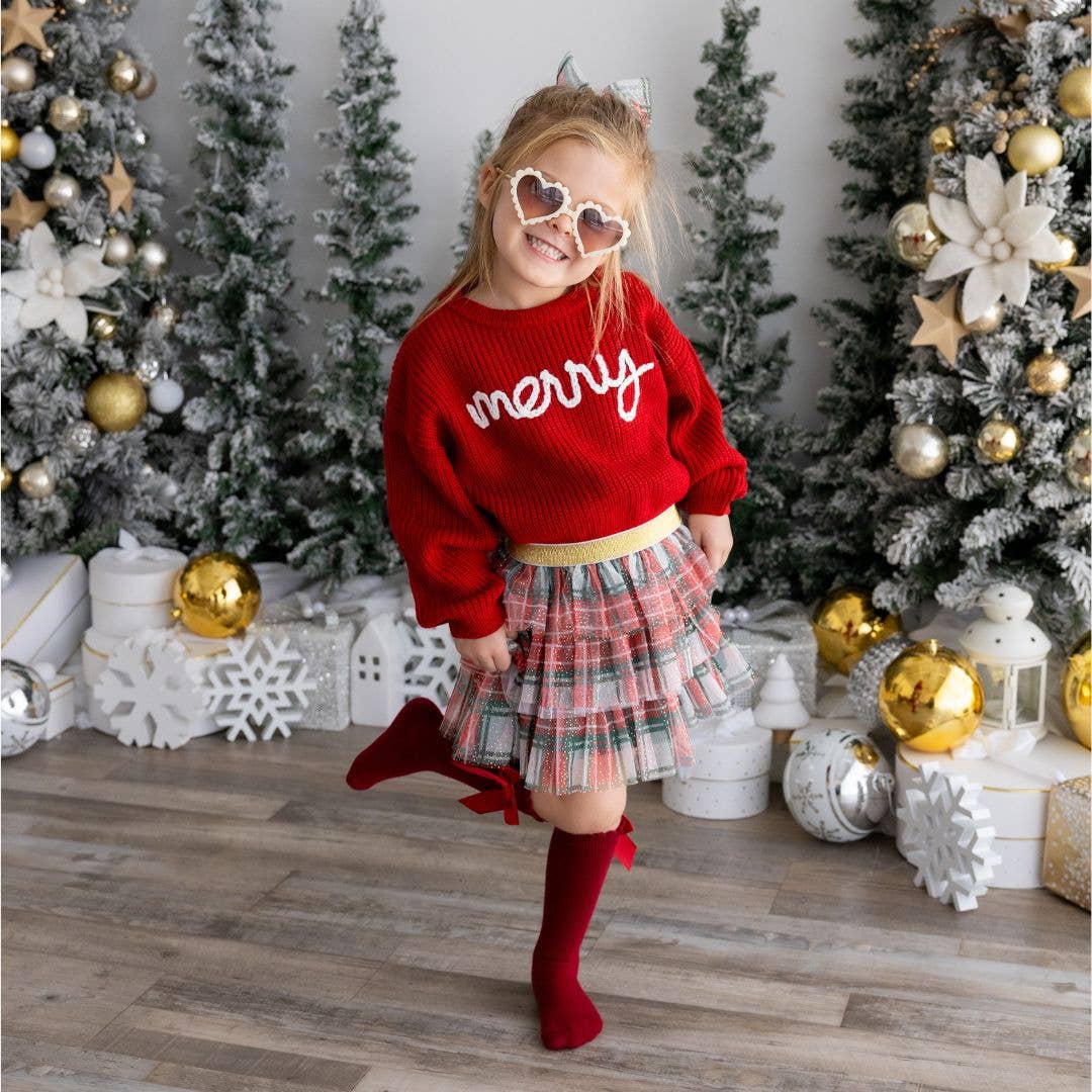 Christmas Plaid Tiered Tutu - Dress Up Skirt - Holiday Tutu: 6 - 8Y Sweet WinkTAYLOR + MAX