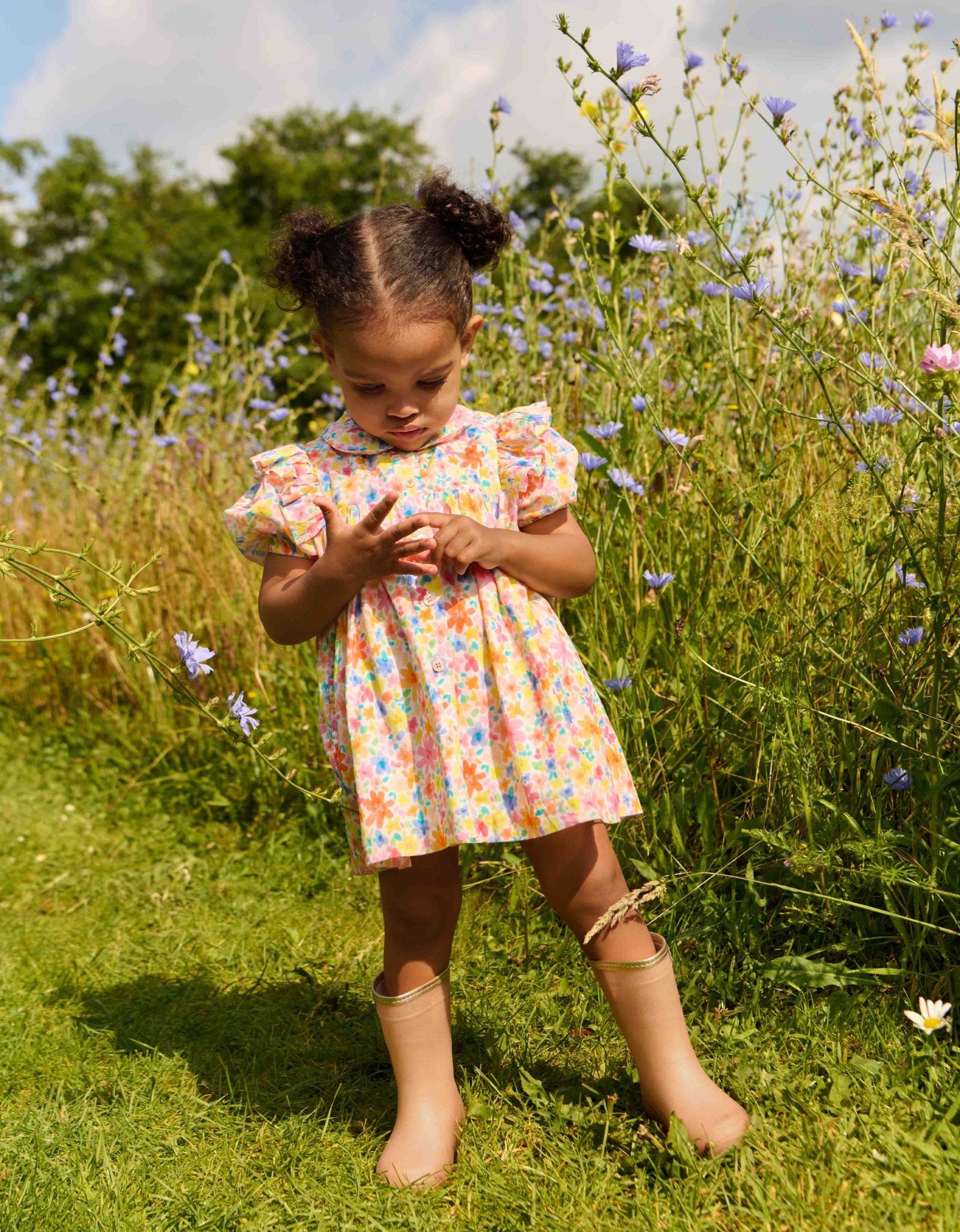 Delicia Todd Small Waterly Flower Print Girl DressOililyTAYLOR + MAX