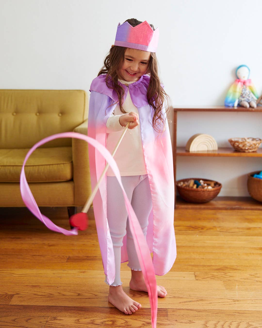 Pink & Purple Silk & Wood Streamer - Wand for Pretend Play Activity ToysSarah’s SilksTAYLOR + MAX