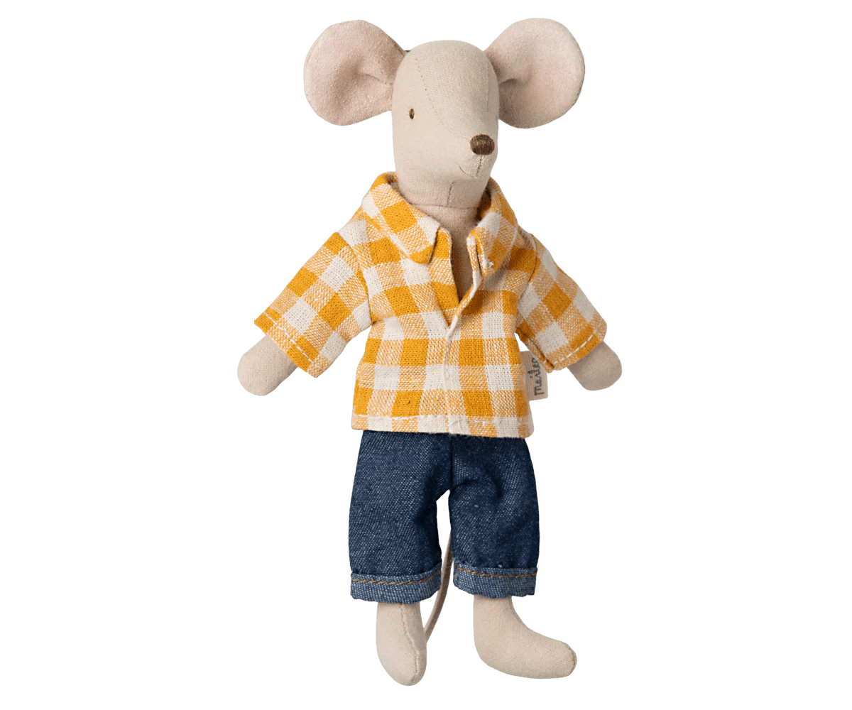Yellow Checked Shirt and Pants Clothes | Dad Mouse Doll AccessoriesMailegTAYLOR + MAX