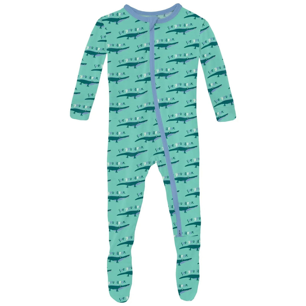 Bamboo Print Footie | Glass Later Alligator - TAYLOR + MAXKickee Pants