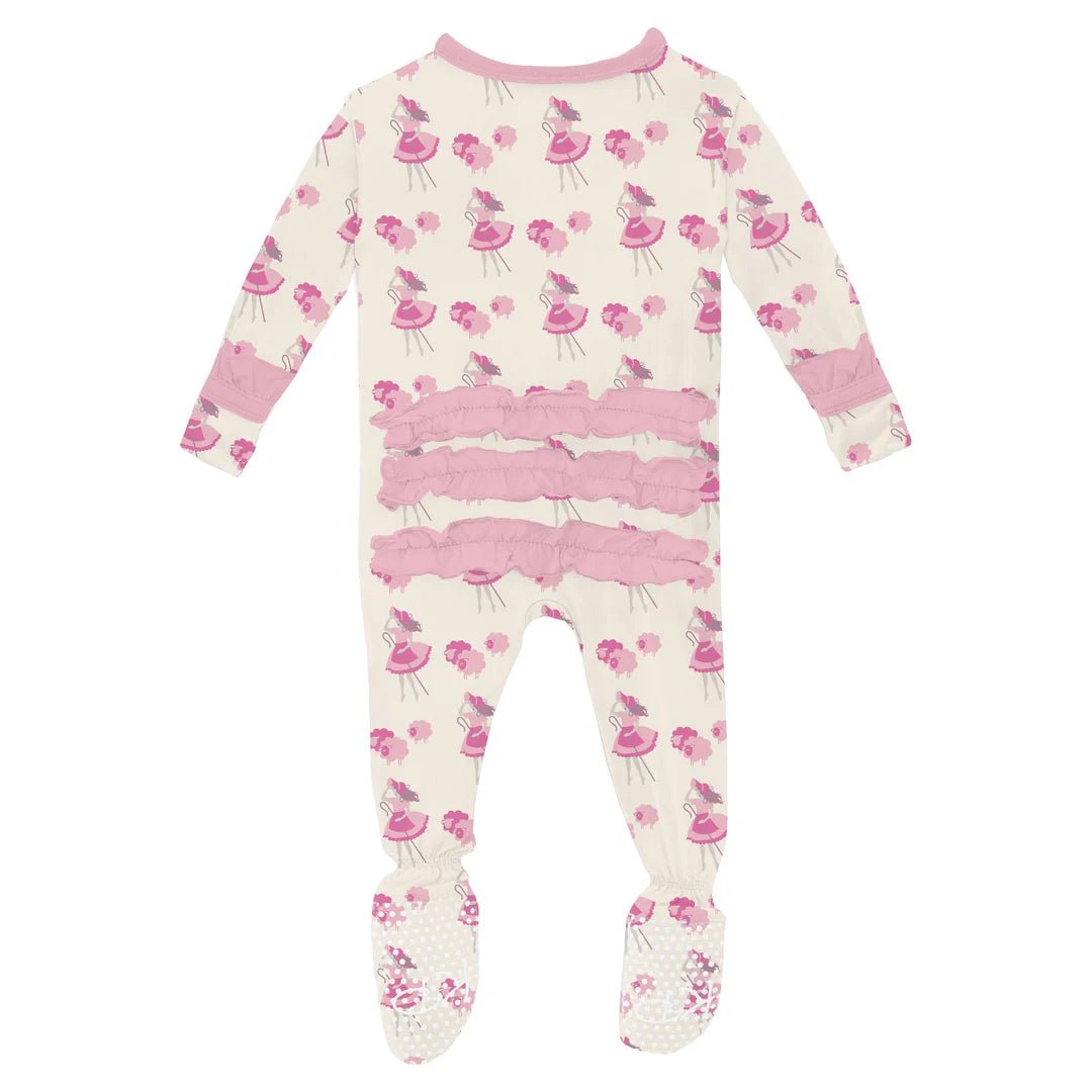 Bamboo Print Ruffle Footie | Natural Little Bo Peep Baby & ToddlerKickee PantsTAYLOR + MAX