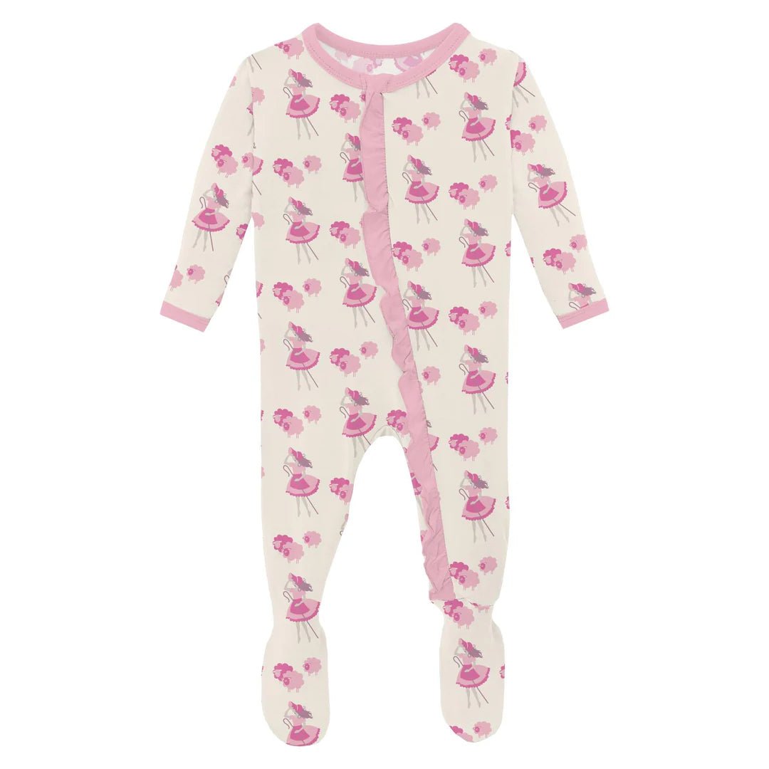 Bamboo Print Ruffle Footie | Natural Little Bo Peep Baby & ToddlerKickee PantsTAYLOR + MAX