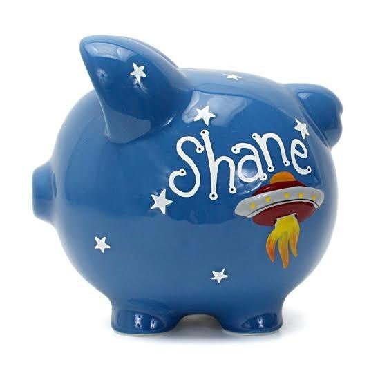 Hand Painted Personalized Astro Piggy Bank Piggy Banks & Money JarsTAYLOR + MAXTAYLOR + MAX
