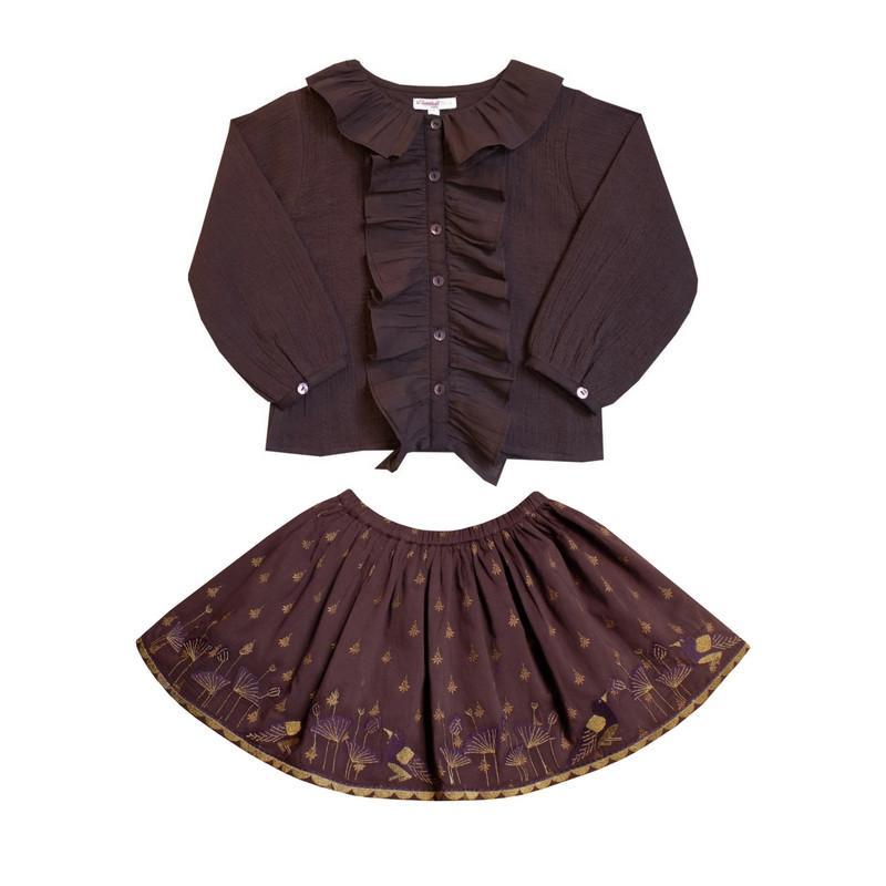 Moon et Miel Plum Ruffle Blouse shirtsMoon et MielTAYLOR + MAX