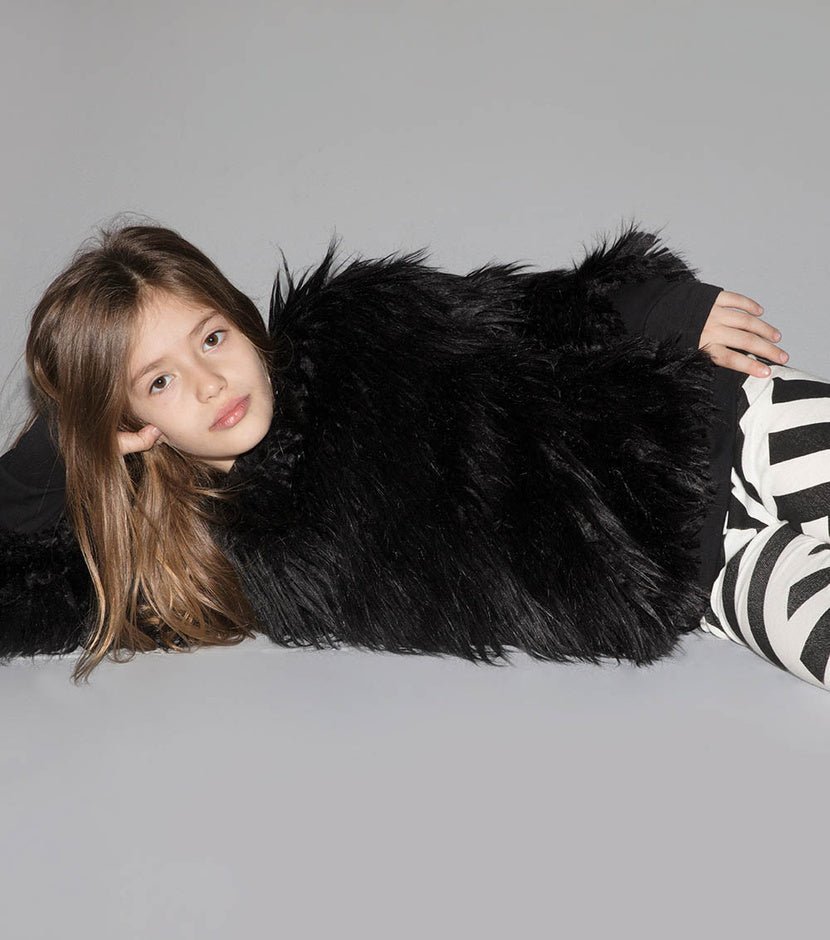 NUNUNU Faux Fur Sweatshirt | Black ShirtNUNUNUTAYLOR + MAX