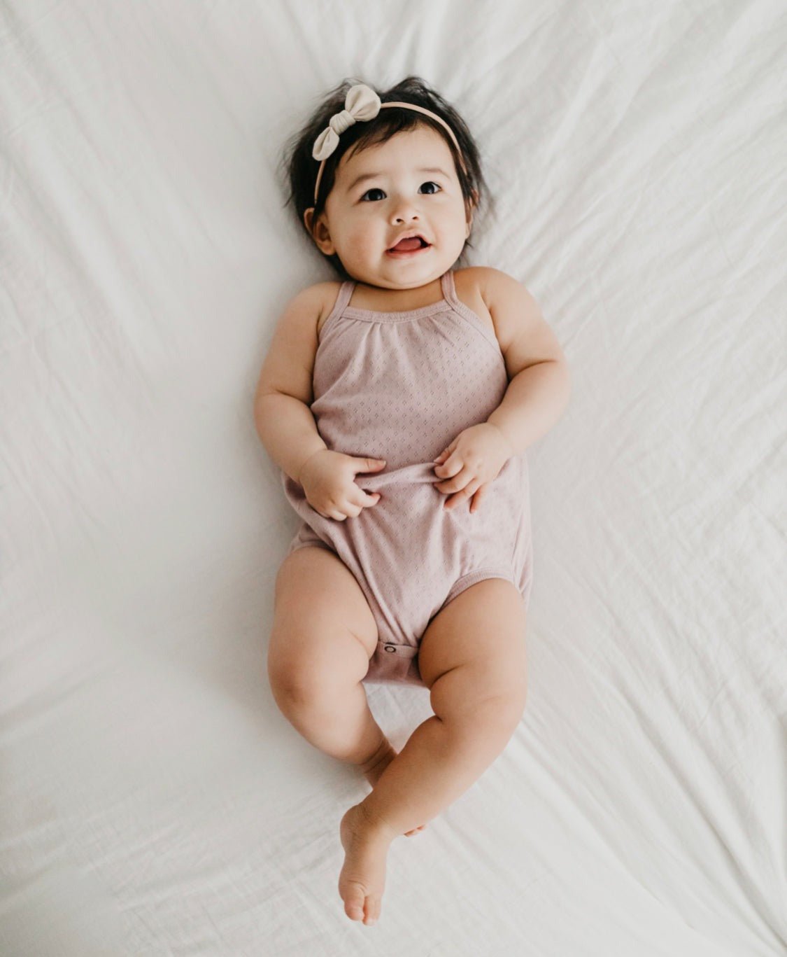 Pointelle Crossback Bodysuit l Pink BodysuitLoved BabyTAYLOR + MAX