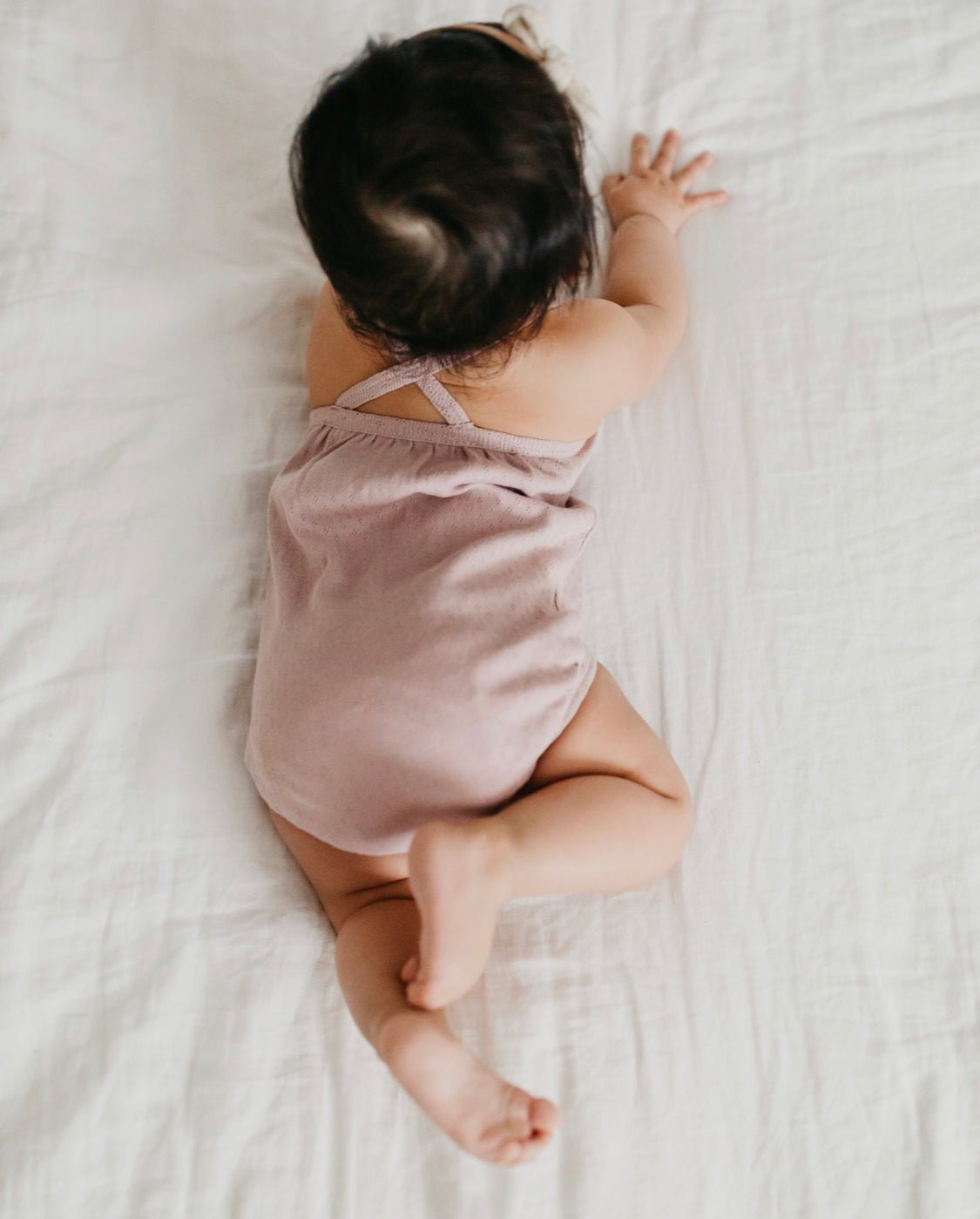 Pointelle Crossback Bodysuit l Sand BodysuitLoved BabyTAYLOR + MAX