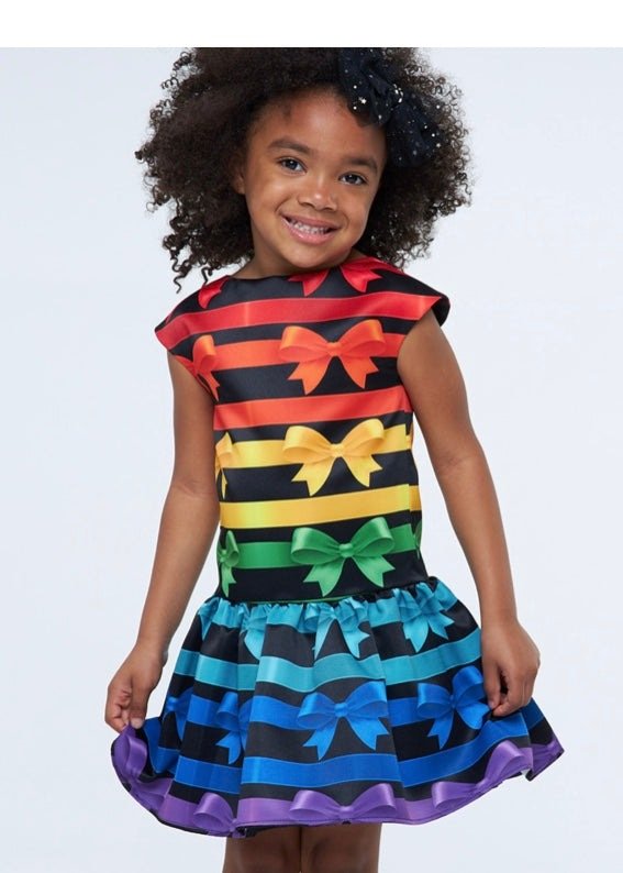 Rainbow Stripe Bow Dress - TAYLOR + MAXHalabaloo