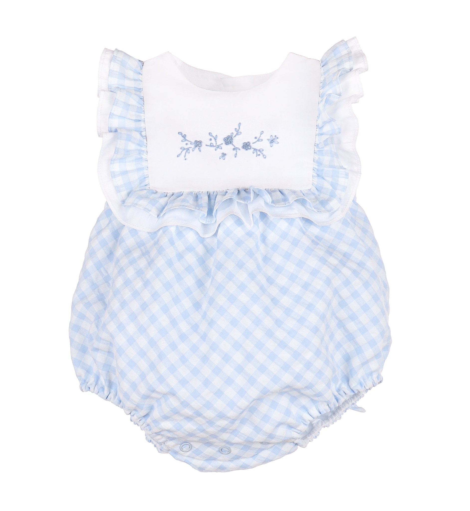 Ruffle Gingham Bubble | Blue RomperSophie & LucasTAYLOR + MAX