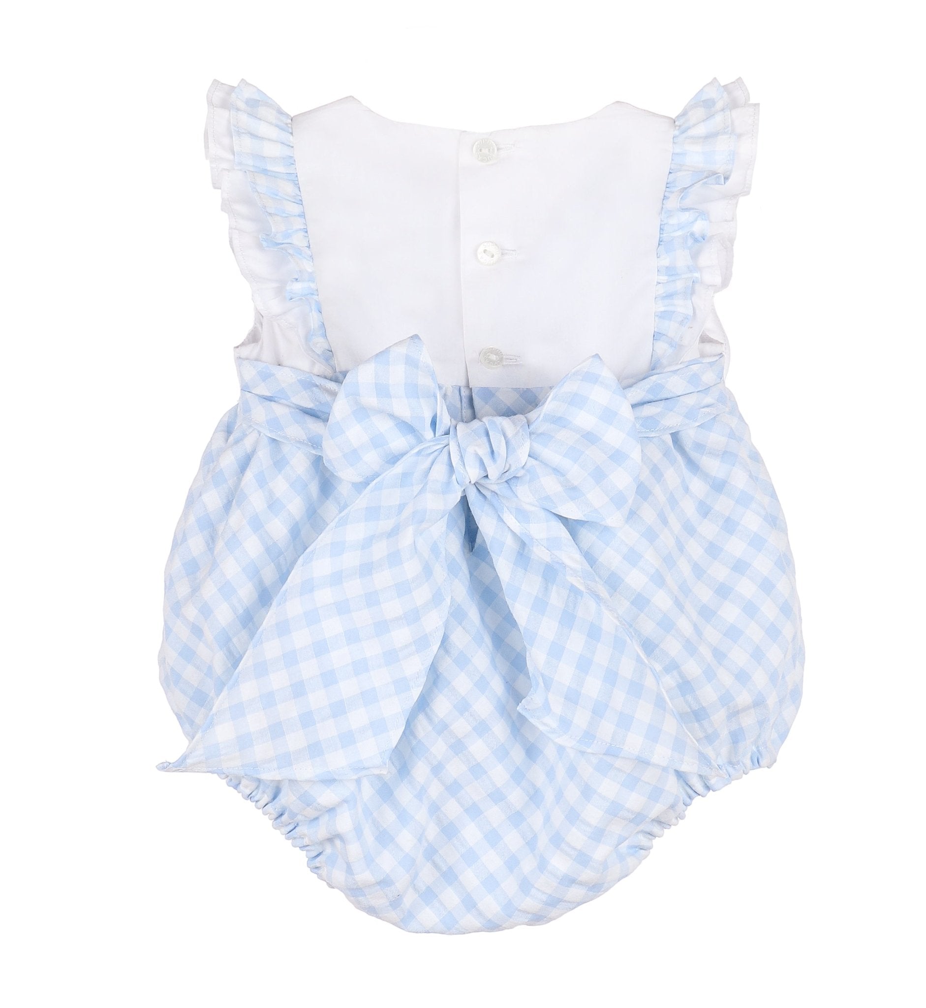 Ruffle Gingham Bubble | Blue RomperSophie & LucasTAYLOR + MAX