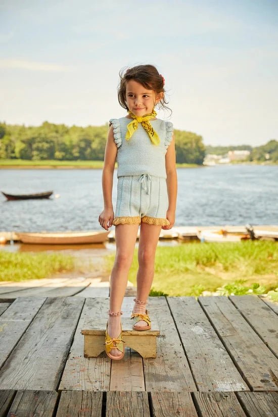 Scallop Hem Shorts | Steel Blue Girl ShortsMisha & PuffTAYLOR + MAX