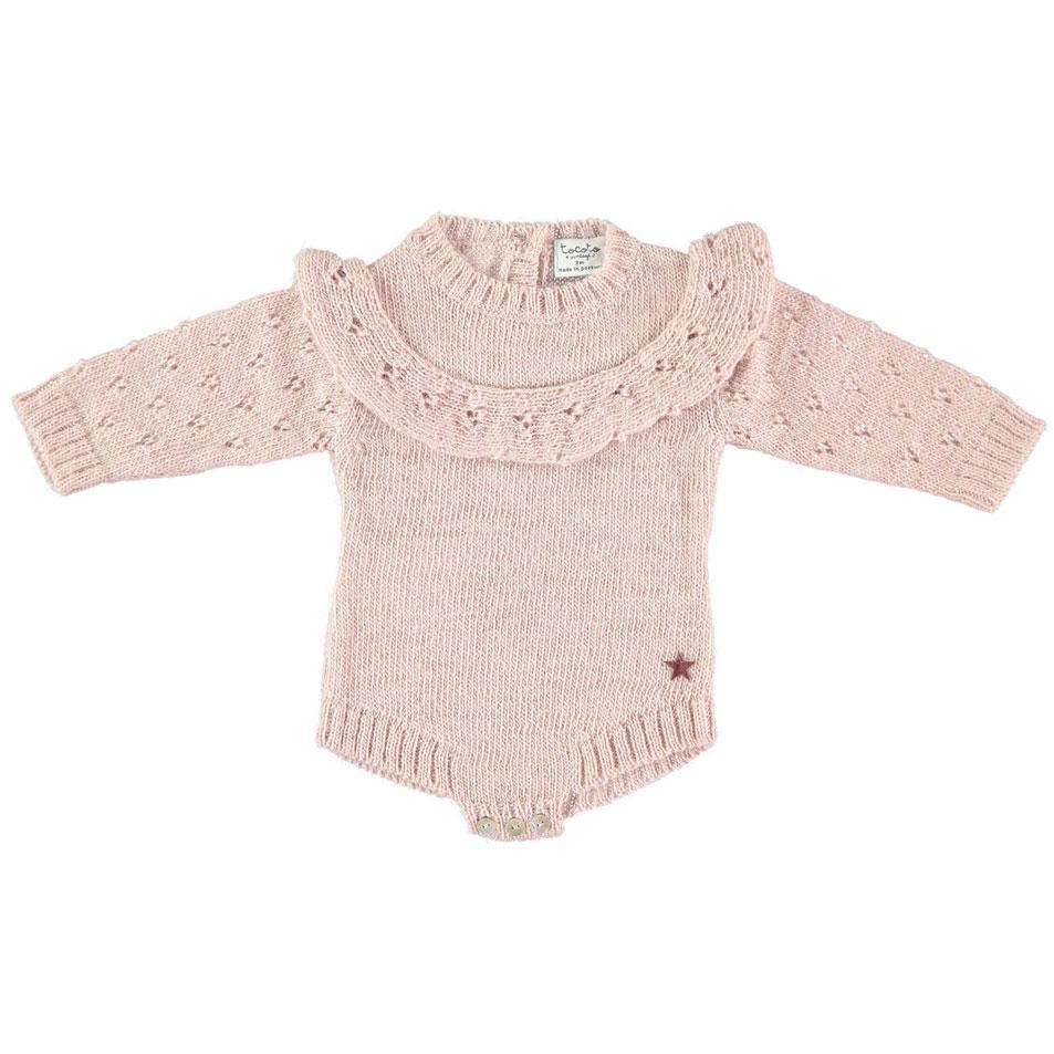 Tocoto Vintage Pink Knit Ruffle Yoke Romper RomperTocoto VintageTAYLOR + MAX