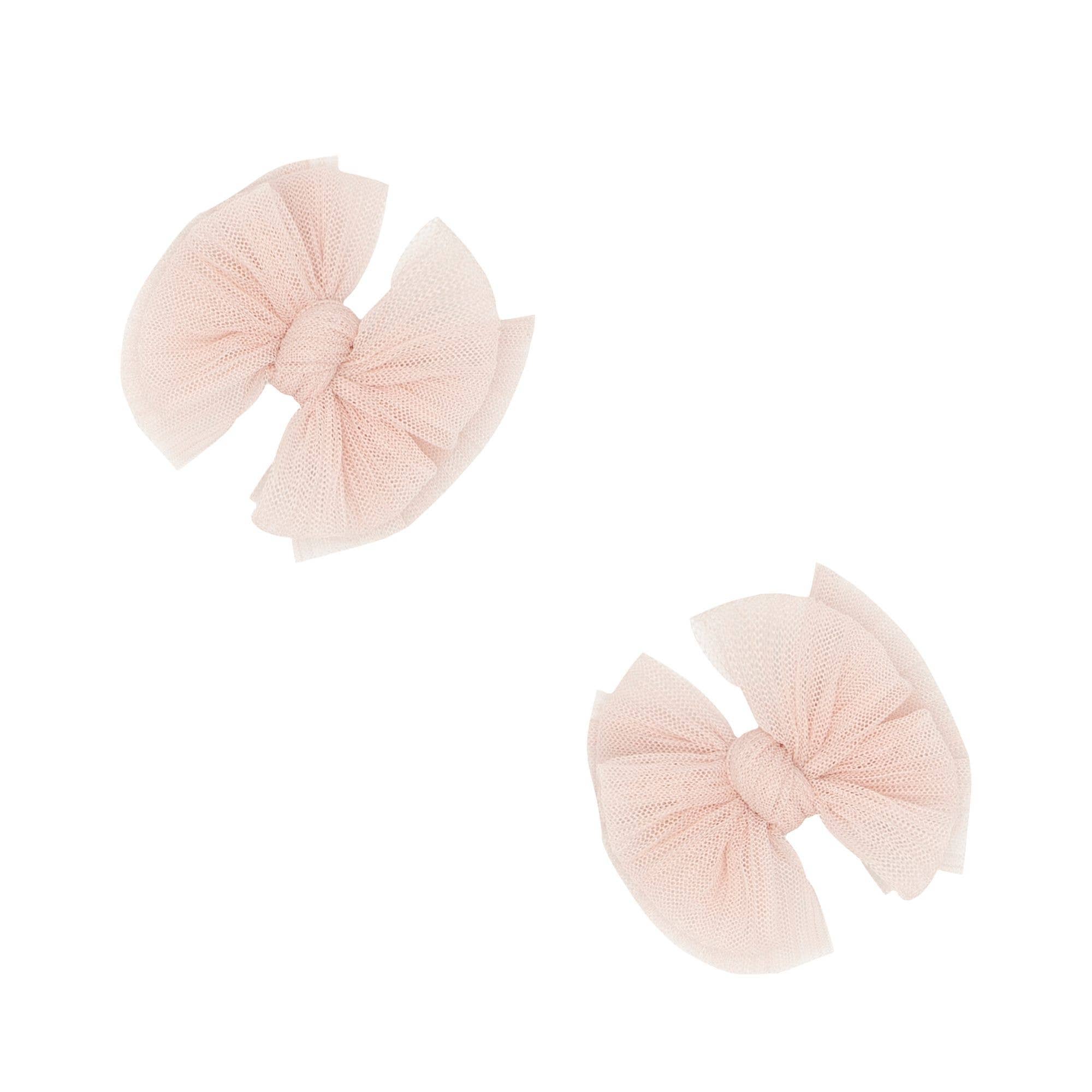 2 - Pack Tulle Baby FAB® hair bow clips: Rose Quartz - TAYLOR + MAXBaby Bling Bows