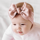 Baby Bling® Satin FAB® soft nylon headband with satin bow: Antique pink - TAYLOR + MAXBaby Bling Bows