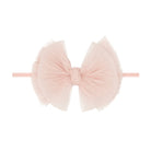 Baby Bling® Tulle FAB® Skinny nylon headband with tulle bow: Pleated Oatmeal - TAYLOR + MAXBaby Bling Bows