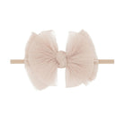 Baby Bling® Tulle FAB® Skinny nylon headband with tulle bow: Pleated Oatmeal - TAYLOR + MAXBaby Bling Bows