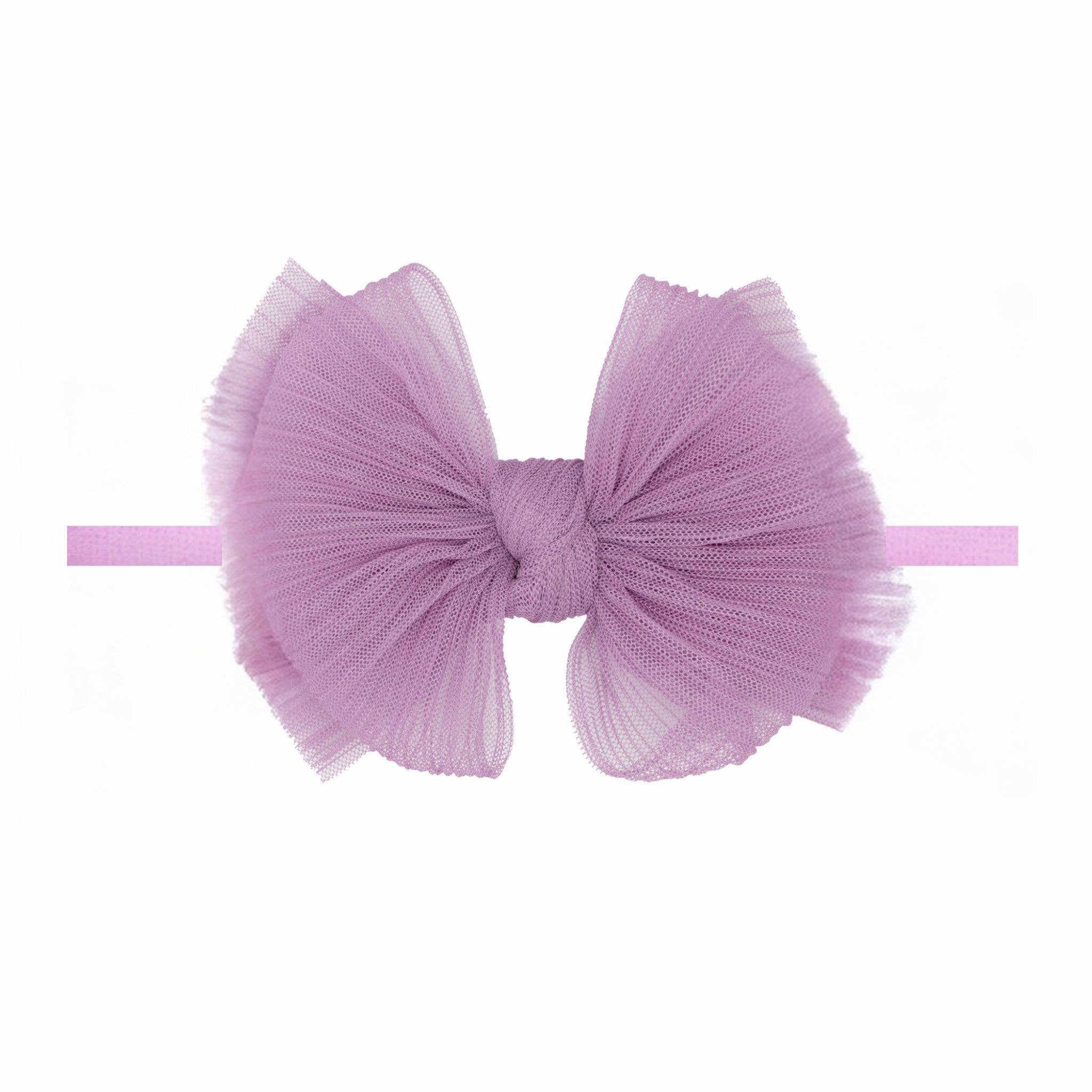 Baby Bling® Tulle FAB® Skinny nylon headband with tulle bow: Pleated Oatmeal - TAYLOR + MAXBaby Bling Bows