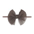 Baby Bling® Tulle FAB® Skinny nylon headband with tulle bow: Pleated Oatmeal - TAYLOR + MAXBaby Bling Bows