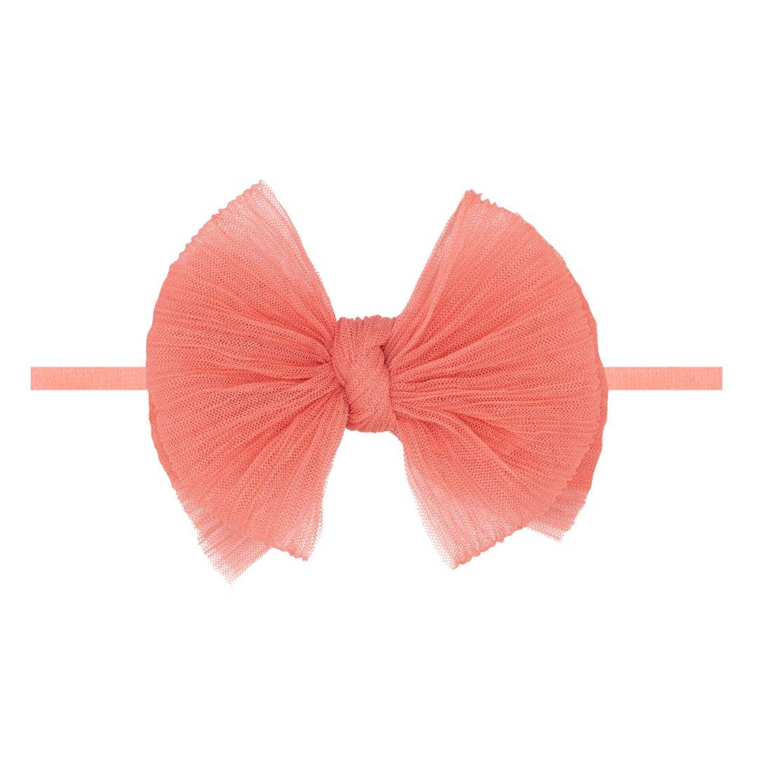 Baby Bling® Tulle FAB® Skinny nylon headband with tulle bow: Pleated Oatmeal - TAYLOR + MAXBaby Bling Bows