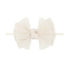 Baby Bling® Tulle FAB® Skinny nylon headband with tulle bow: Pleated Oatmeal - TAYLOR + MAXBaby Bling Bows