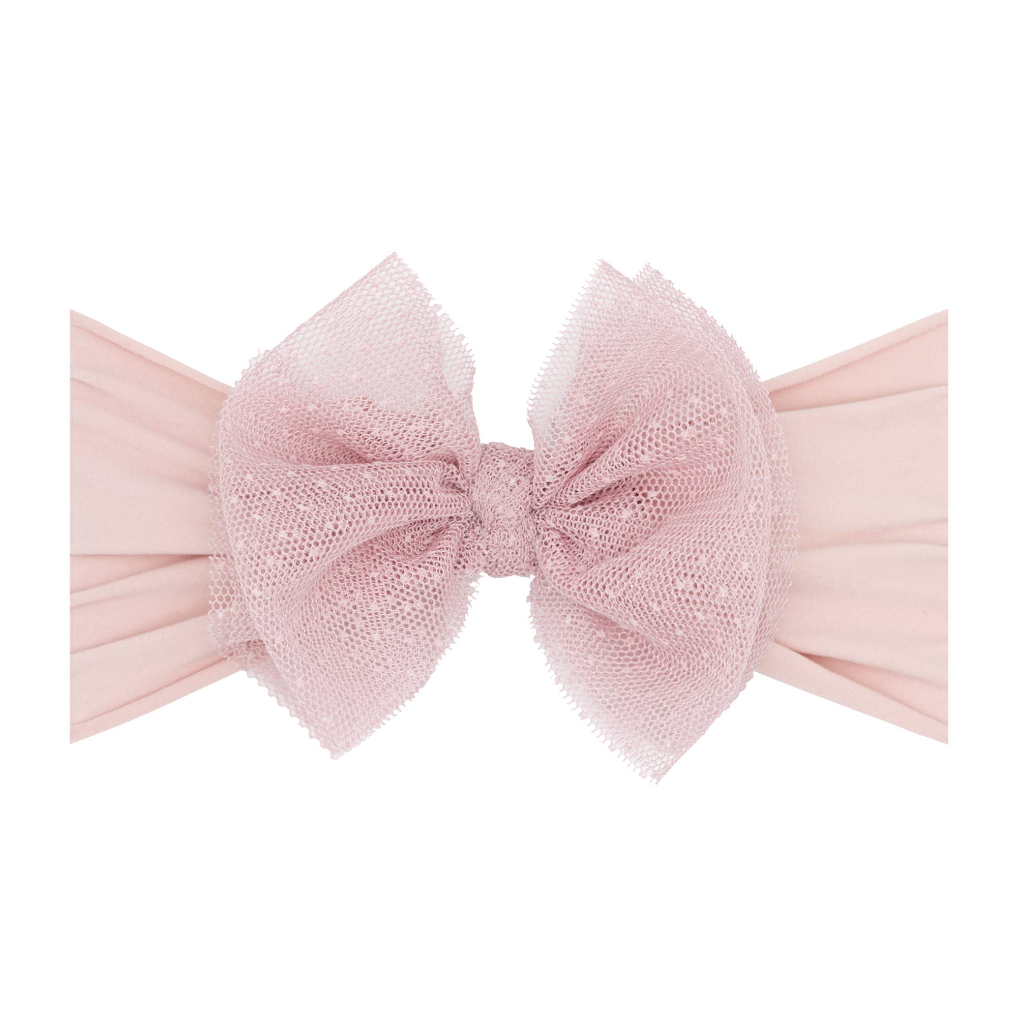 Baby Bling® Tulle FAB® soft nylon headband with tulle bow: Pleated Blush - TAYLOR + MAXBaby Bling Bows