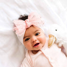 Baby Bling® Tulle FAB® soft nylon headband with tulle bow: Pleated Blush - TAYLOR + MAXBaby Bling Bows