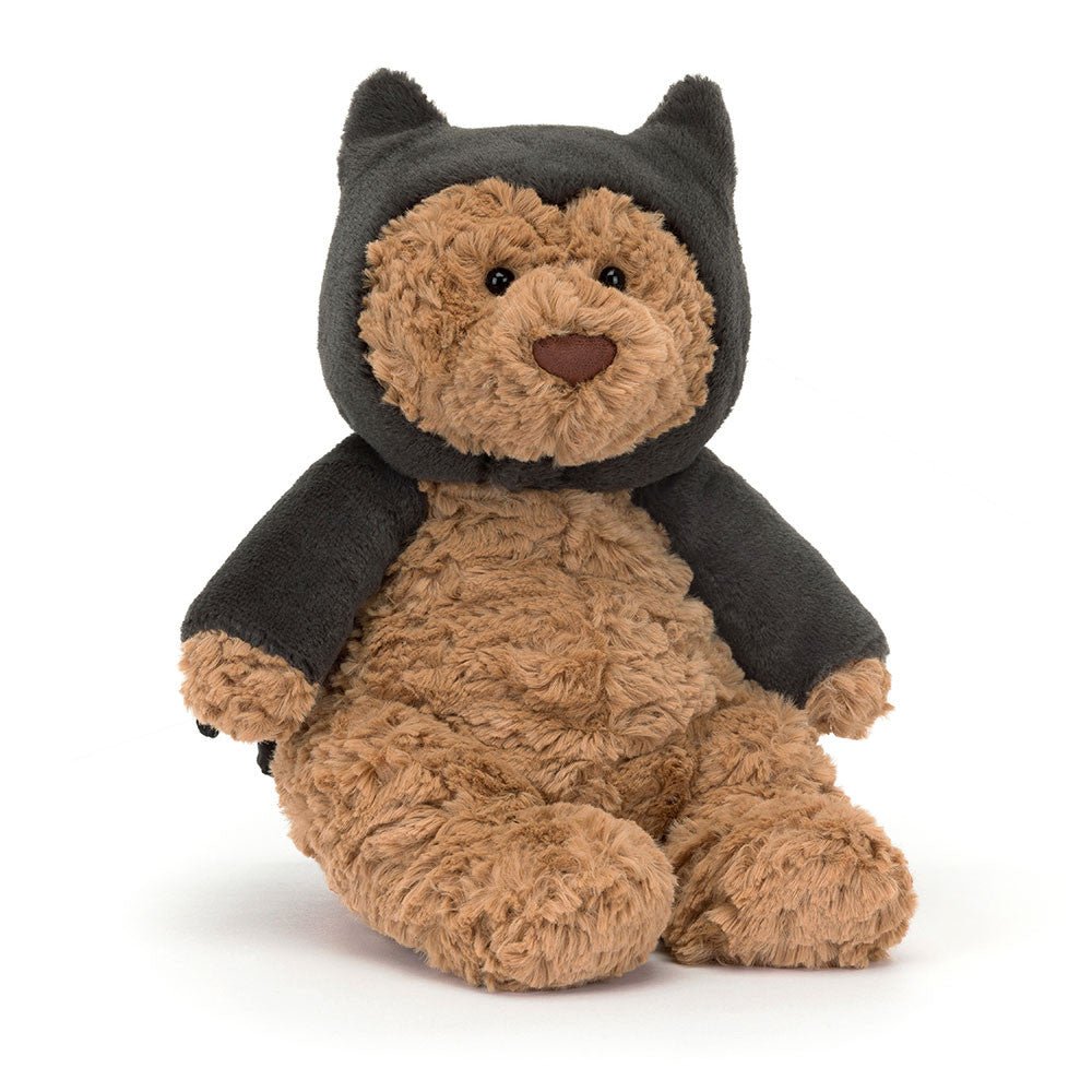 Bartholomew Bear Bat - TAYLOR + MAXJellycat - A teddy bear wearing a bat costume 