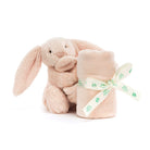 Bashful Bunny Soother | Blush - TAYLOR + MAXJellycat - A powder pink bunny soother attached to a powder pink pacifier cloth, wrapped in a ribbon