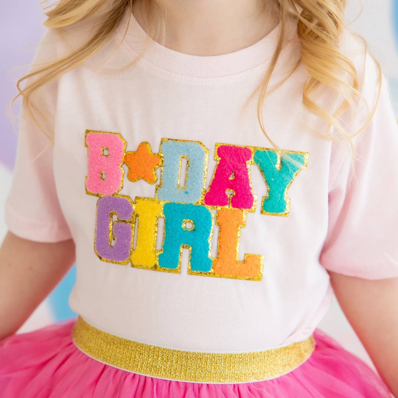 Birthday Girl Patch T - Shirt - Kids Short Sleeve Shirt: 7/8Y - TAYLOR + MAXSweet Wink