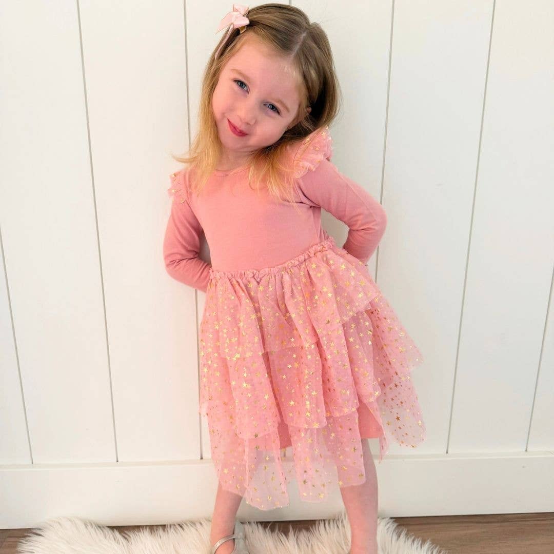 Blush Shimmer Christmas Long Sleeve Tutu Dress: 2T - TAYLOR + MAXSweet Wink