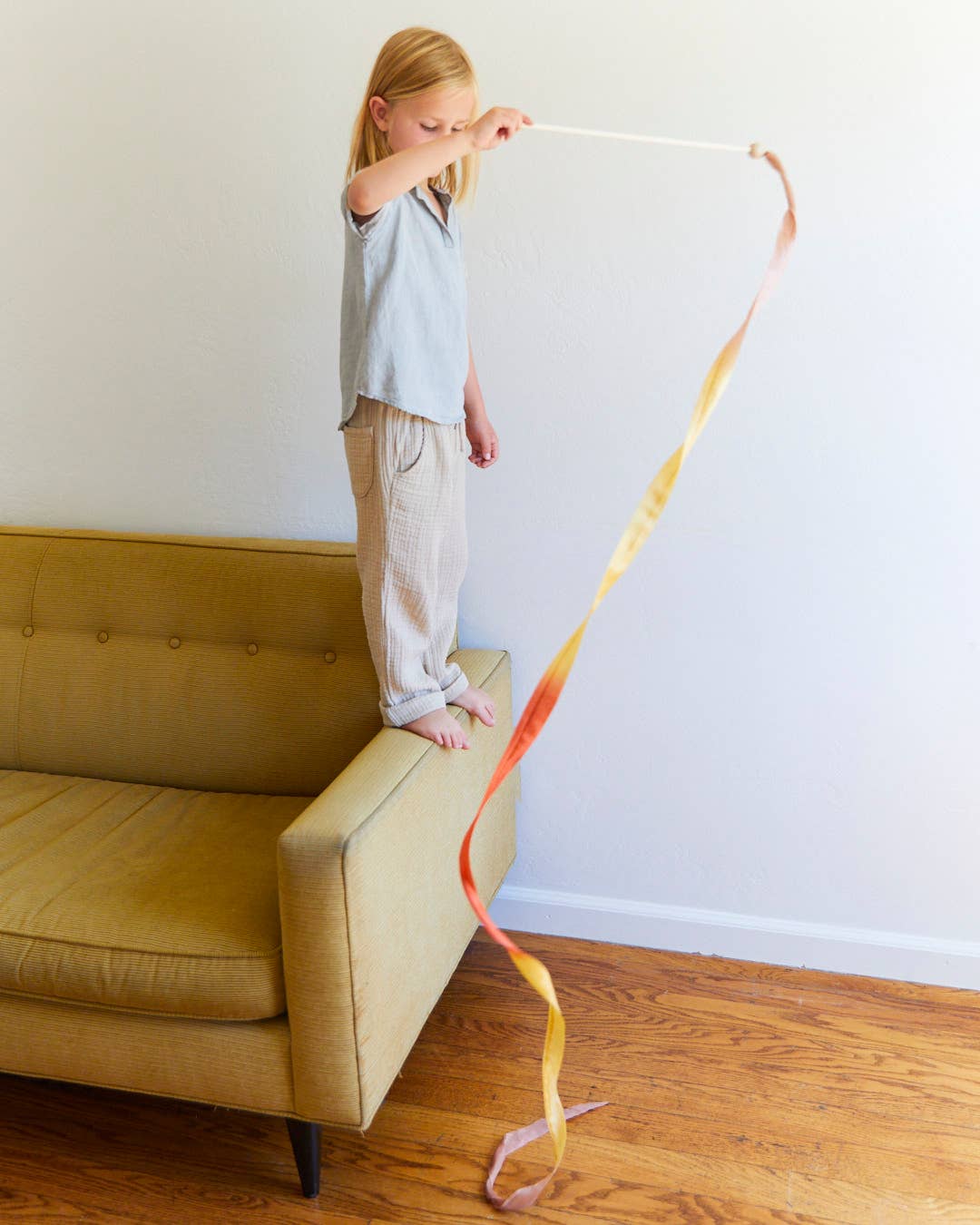 Boho Rainbow Silk & Wood Streamer - Wand for Pretend Play - TAYLOR + MAXSarah’s Silks