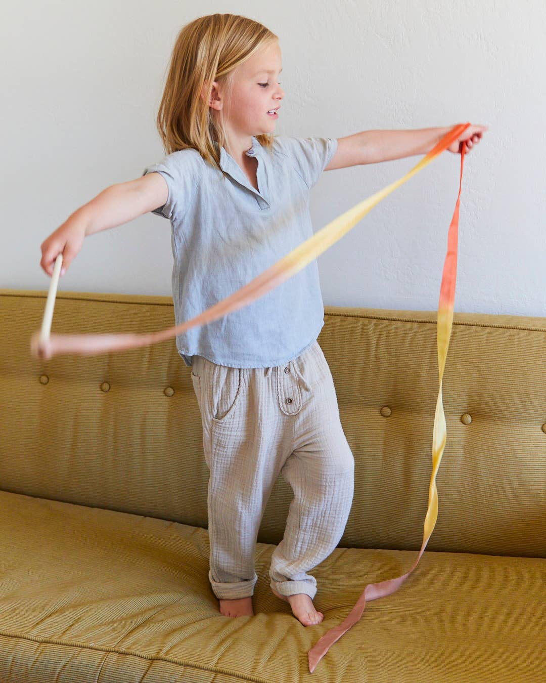 Boho Rainbow Silk & Wood Streamer - Wand for Pretend Play - TAYLOR + MAXSarah’s Silks