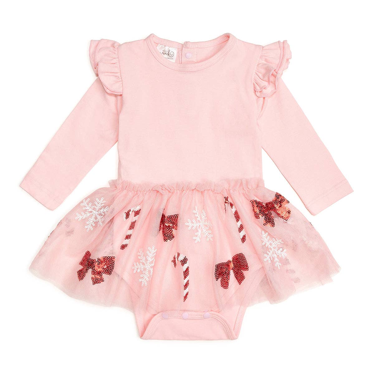 Candy Cane Cutie Christmas Long Sleeve Tutu Bodysuit: 06 - 12M - TAYLOR + MAXSweet Wink