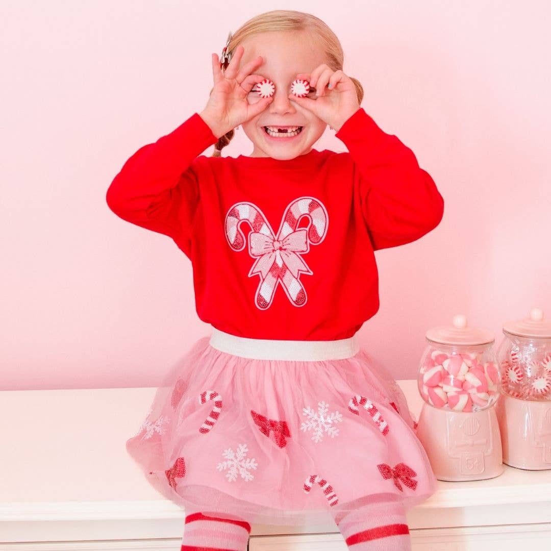 Candy Cane Cutie Sequin Christmas Tutu - Dress Up Skirt: 2 - 4Y - TAYLOR + MAXSweet Wink