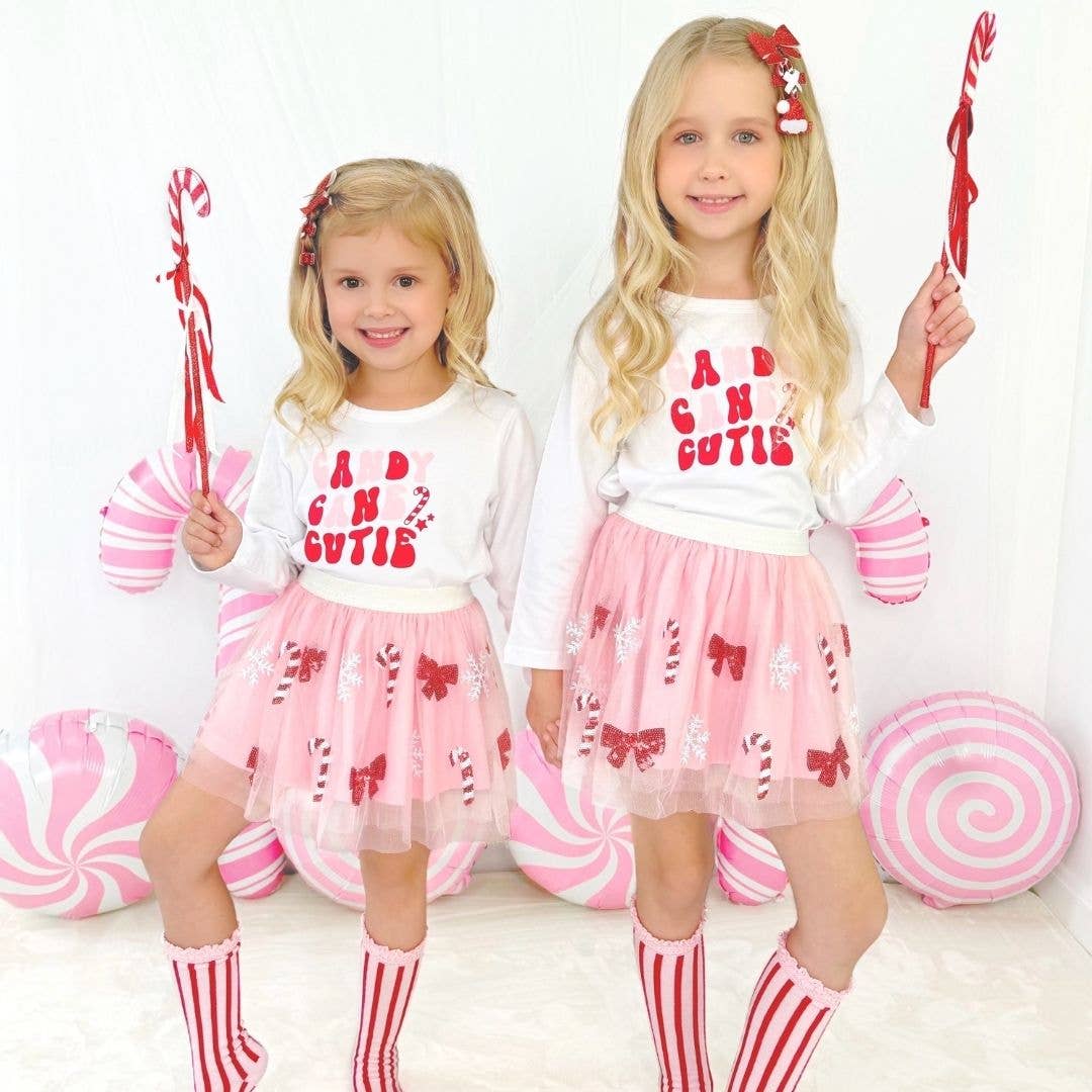 Candy Cane Cutie Sequin Christmas Tutu - Dress Up Skirt: 2 - 4Y - TAYLOR + MAXSweet Wink