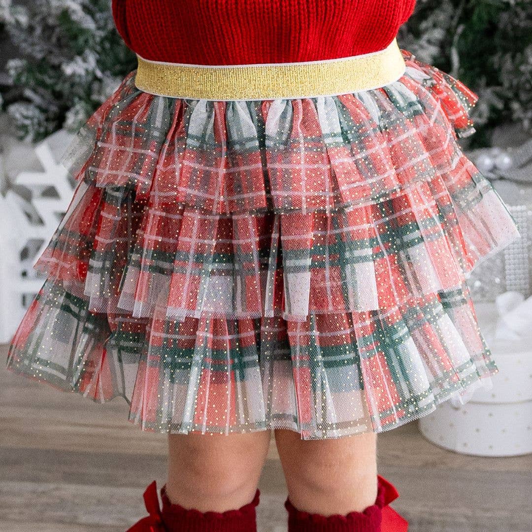 Christmas Plaid Tiered Tutu - Dress Up Skirt - Holiday Tutu: 6 - 8Y - TAYLOR + MAXSweet Wink