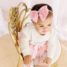 Coquette Bow Patch Long Sleeve Romper - Natural: 00 - 3M - TAYLOR + MAXSweet Wink