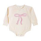 Coquette Bow Patch Long Sleeve Romper - Natural: 03 - 6M - TAYLOR + MAXSweet Wink