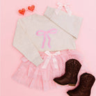 Coquette Bow Patch Sweatshirt - Kids Coquette Bow Sweatshirt: 7/8Y - TAYLOR + MAXSweet Wink