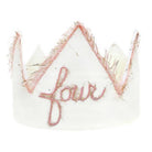 "Four" Pink/Gold Linen Crown - TAYLOR + MAXOh Baby