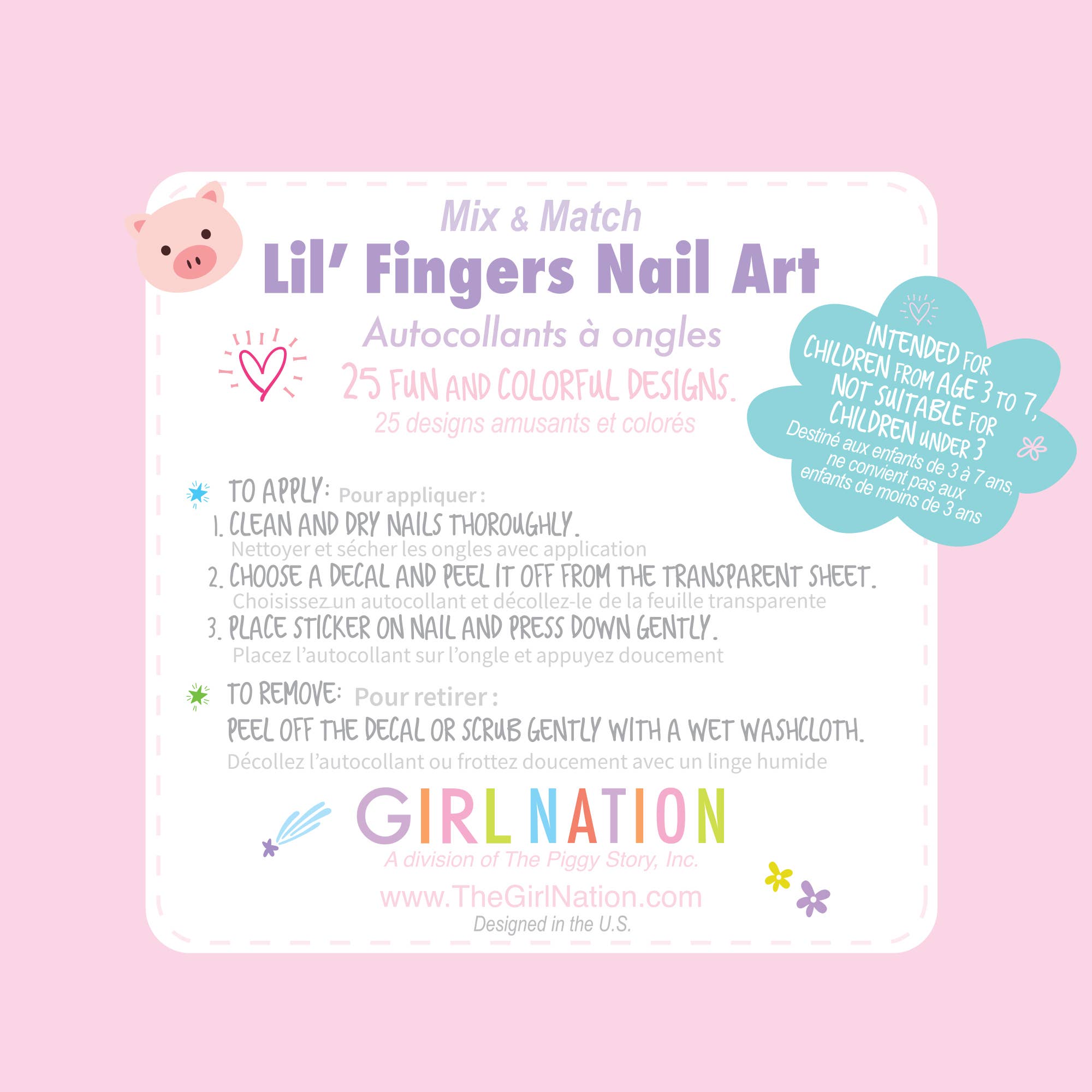 Lil' Fingers Nail Art Stickers - Animal Friends - TAYLOR + MAXThe Piggy Story