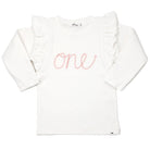 ONE" Sparkle Pink Embroidered Millie LS Tee - TAYLOR + MAXoh baby!